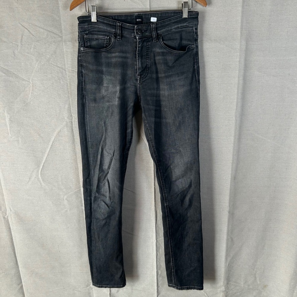 Hugo Boss Mens Stretch Slim Fit Jeans Black Faded Denim 34x32